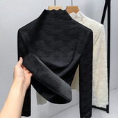 舞蹈内搭交谊国标摩登舞练功服 长袖 冬季 高领加绒加厚拉丁上衣新款