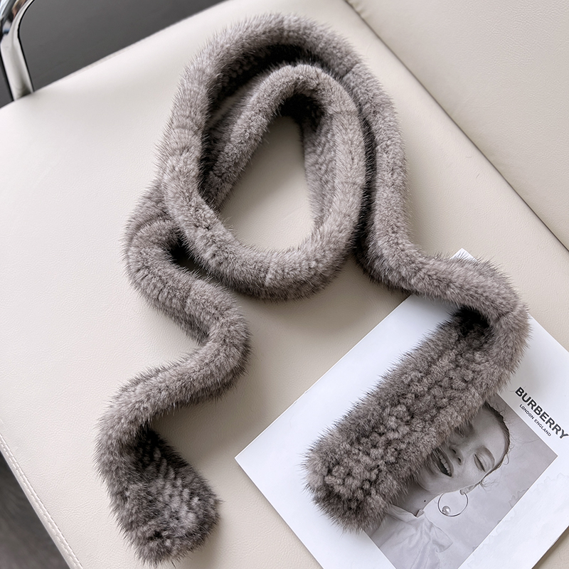 女士冬季水貂毛皮草腰带围巾两用