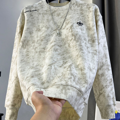 刺绣圆领长袖秋季新款加绒卫衣男