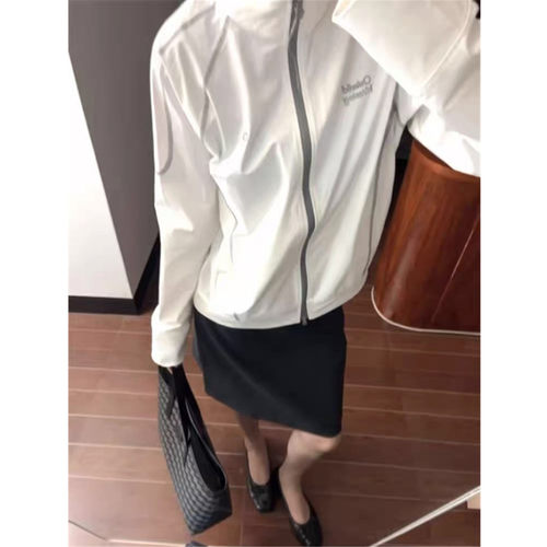 白色立领防晒衣女宽松外套防晒服