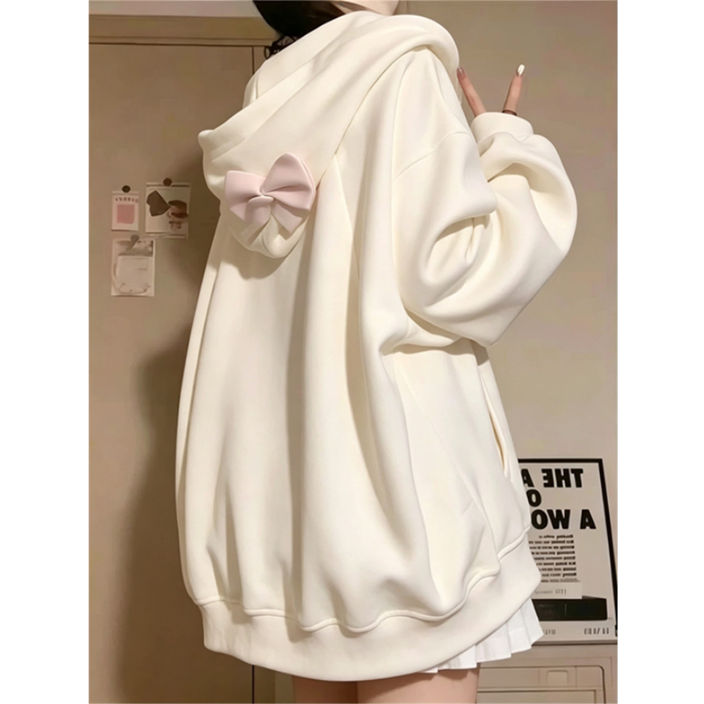 连帽卫衣女宽松oversize开衫外套图片