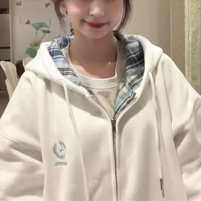 连帽卫衣女宽松oversize开衫外套