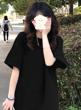 纯棉正肩短袖t恤女夏季2026新款宽松oversize纯色半袖体恤上衣服