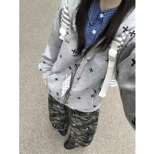 连帽卫衣女宽松oversize开衫外套