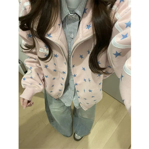 立领卫衣女宽松开衫外套夹克上衣