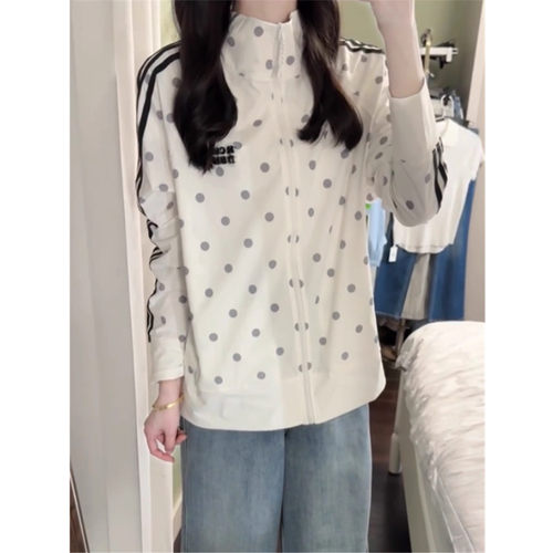波点立领防晒衣女宽松外套防晒服
