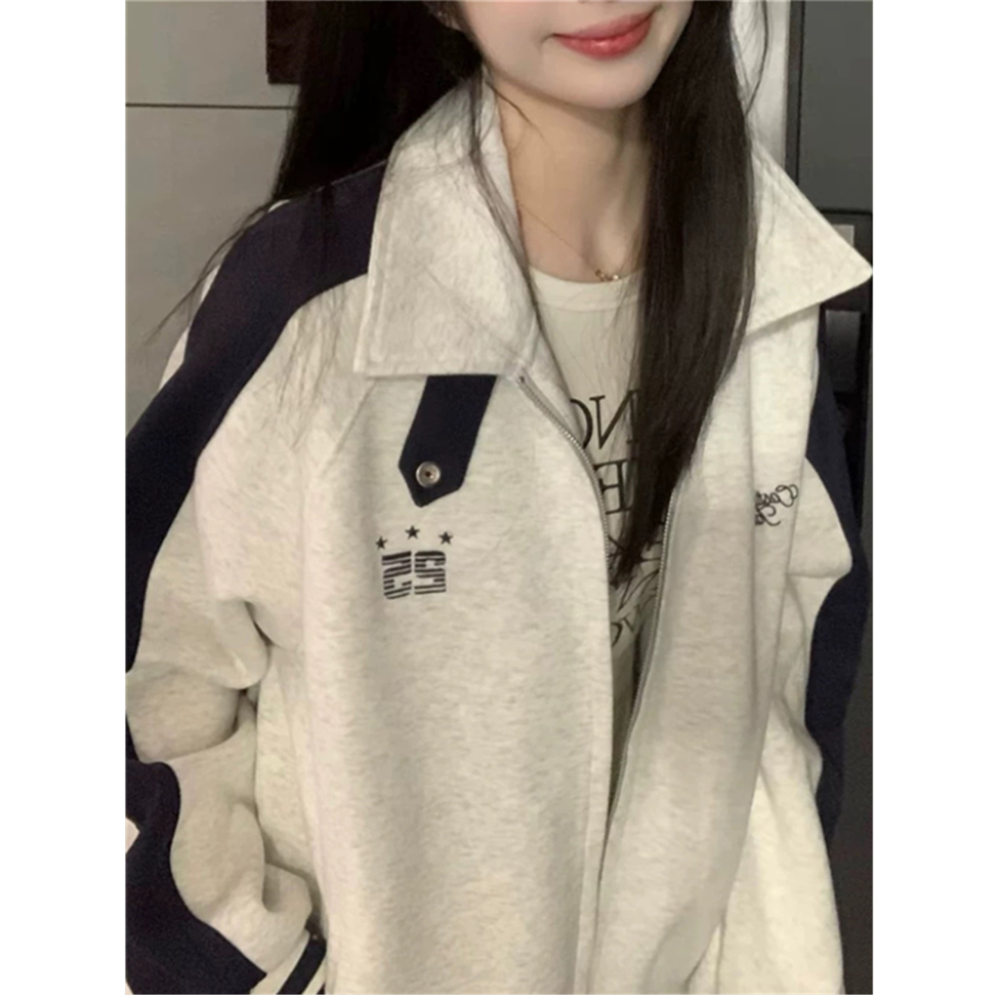 立领卫衣女宽松开衫外套夹克上衣