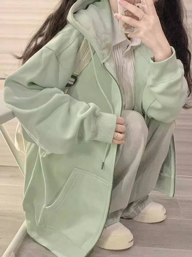 连帽卫衣女宽松oversize开衫外套