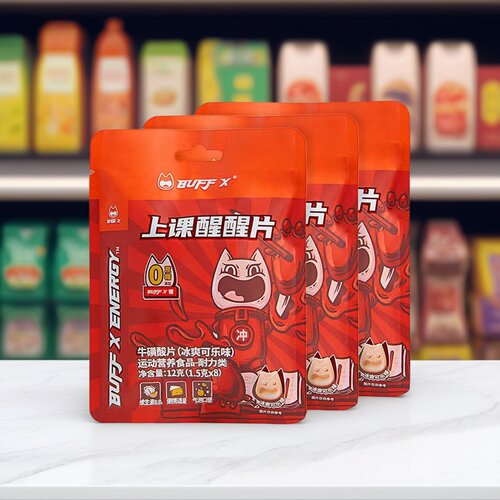 牛磺酸气泡醒醒片BUFFX开车学生上课防犯困运动能量红BUFF糖袋装