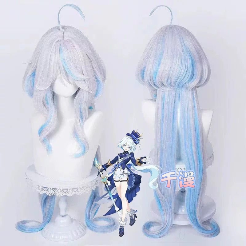 原神 芙宁娜cosplay假发 玫瑰网高温丝 仿真头皮