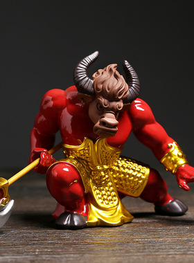 厂家直销陶瓷中式工艺礼品家居饰品摆件中国风牛魔王禅意摆件原创