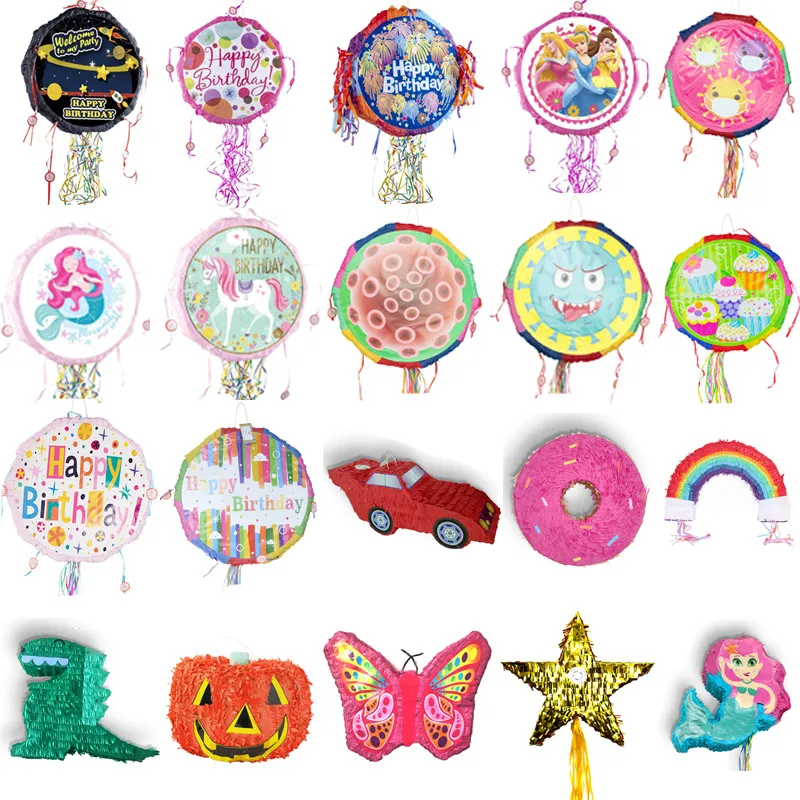 冰雪公主恐龙纸制小马敲打式病毒皮纳塔生日派对聚会道具pinata
