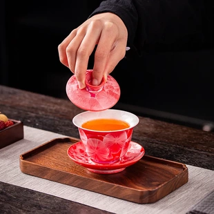 阅锐结晶釉三才盖碗家用功夫茶具茶杯陶瓷窑变敬茶碗茶器茶备批发