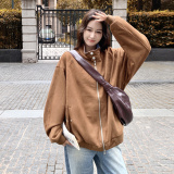 现货2536kp135k08格子拼接麂皮绒外套女款秋季棒球服休闲夹克，女装短外套，丽人依阁