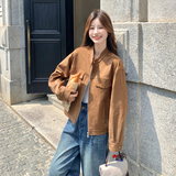 复古经典麂皮绒外套女2025秋季新款韩系时尚百搭小个子机车服夹克，女装短外套，丽人依阁