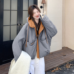 蓝色设计感工装羽绒服女冬季2025新款美式韩系高级感90白鸭绒外套图片