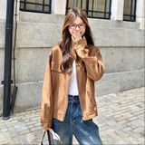 复古经典麂皮绒外套女2025秋季新款韩系时尚百搭小个子机车服夹克，女装短外套，丽人依阁