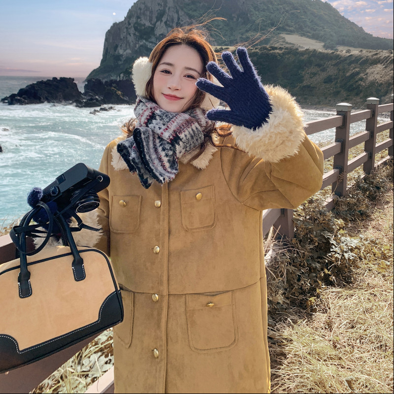 256kp215k315麂皮绒外套宽松加厚保暖中长款夹克2025冬季新款,女装短外套,丽人依阁