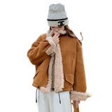 现货8821kp195k288麂皮绒2025新款小个子冬季加绒加厚羊羔毛外套，女装派克服，丽人依阁