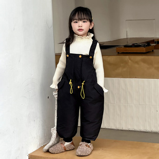 女童2025新款羽绒裤儿童冬季加厚保暖白鸭绒背带裤女宝冬装舒适裤