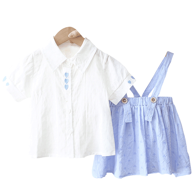 女童夏季套装2021新款洋气韩版女宝宝背带裙婴儿童夏天休闲两件套