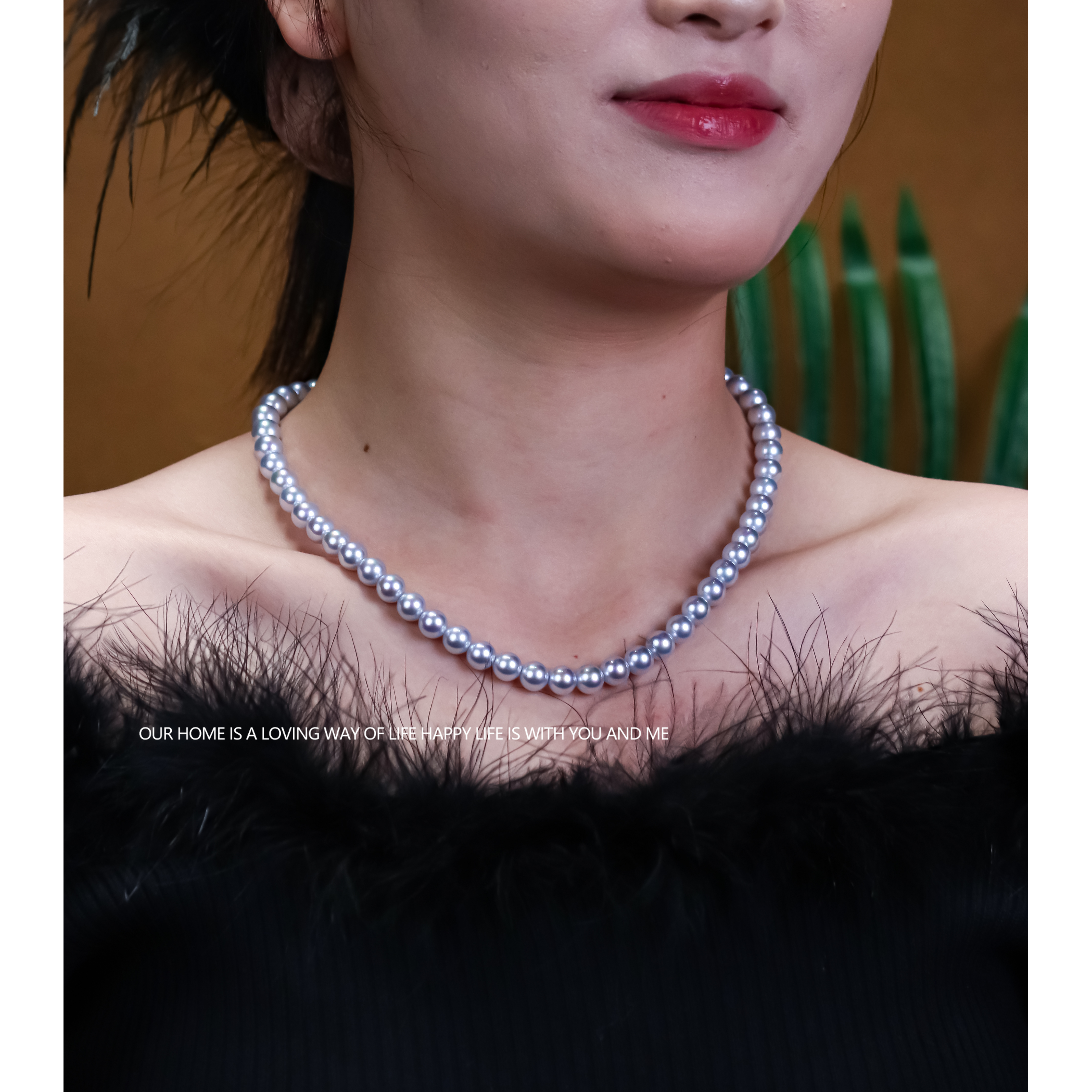 稀有色珍珠贝珠项链饰品女百搭气质高级感不掉色锁骨链