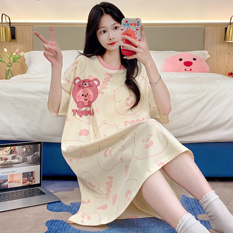 阪织屋官方旗舰店短袖睡裙女夏小个子甜美可爱学生日系韩版小个子