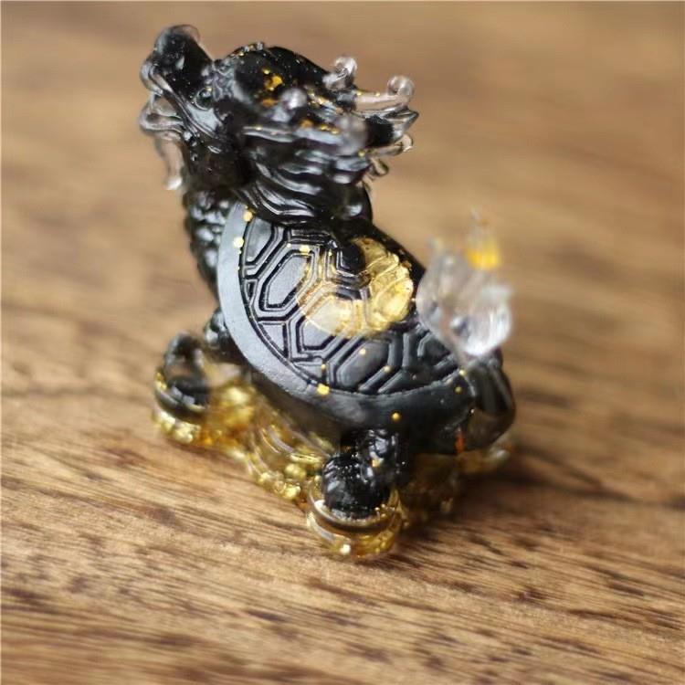 天然水晶碎石紫水晶虎眼黑曜石龙龟金钱龟招财水晶摆件家居工艺品