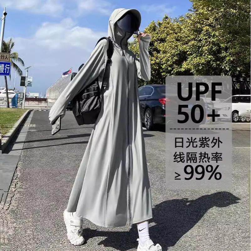 防晒衣女2025新款夏季防紫外线加长透气骑车防晒服冰丝防晒薄外套