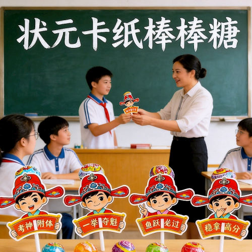 金榜题名状元棒棒糖奖励学生插卡纸中高考加油励志装饰升学宴糖果