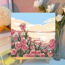 闺蜜礼物风景数字油画郁金香diy手工手绘填色填充丙烯油彩装 饰画