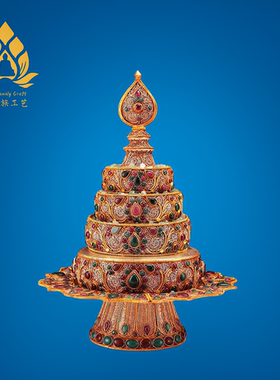 尼泊尔手工掐丝曼扎盘全套红铜鎏掐丝曼茶盘曼茶罗修盘