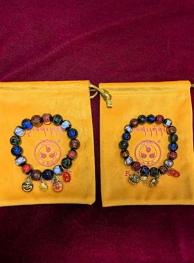 拉萨代请扎基香灰琉璃吞金兽香灰琉璃手串男生女生五色多宝手串