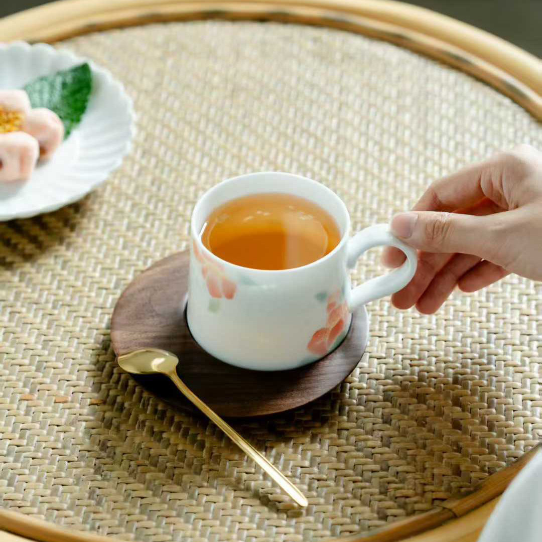 景德镇手绘玲珑茶杯网红咖啡杯情侣杯生日礼品水杯玲珑咖啡杯套装