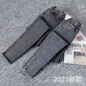 女童裤子中大童春夏款高腰修身外穿铅笔小脚裤牛仔裤子超软弹力