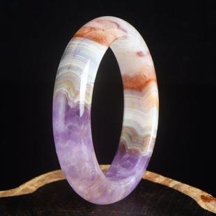 天然紫水晶玛瑙手镯敦煌极光玛瑙共生水晶镯子女款 饰品送鉴定证书