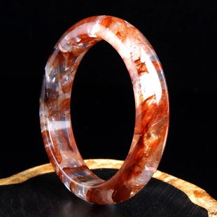 天然红胶花水晶手镯鸩羽幽灵镯子女款 饰品情人节生日礼物民族风