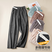 怀孕家居不勒肚宽松保暖产后可调节月子裤 加厚法兰绒孕妇睡裤 冬季