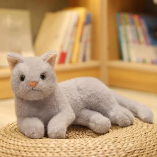 小猫玩偶侧卧猫毛绒玩具家居摆件景区礼品 仿真猫咪公仔趴款