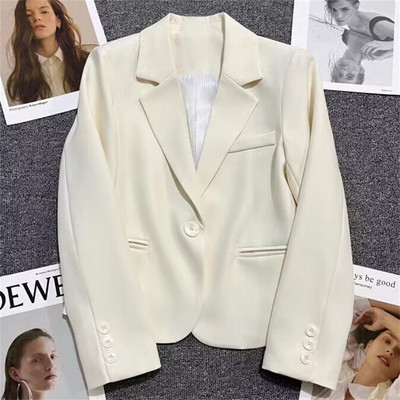 2025春季新款米白色短款西装外套女休闲潮流韩版时尚感百搭小个子