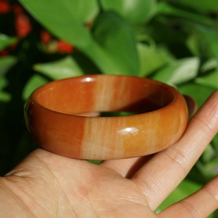 23#内径59MM正品天然泥石手镯红泥石金丝玉手镯彩玉彩石红色