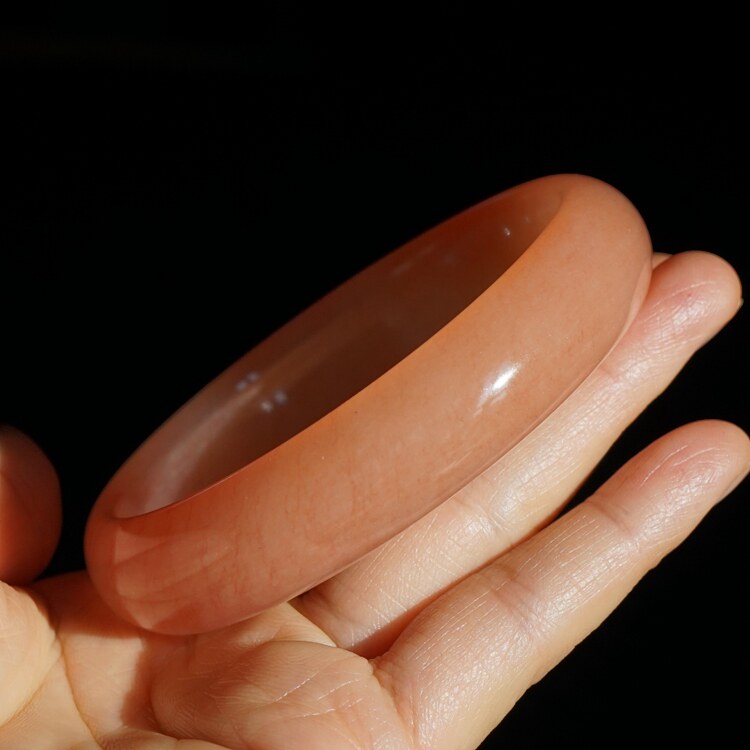 36#内径62.5圈新疆天然金丝玉手镯戈壁彩玉轮胎圈粉红色经典