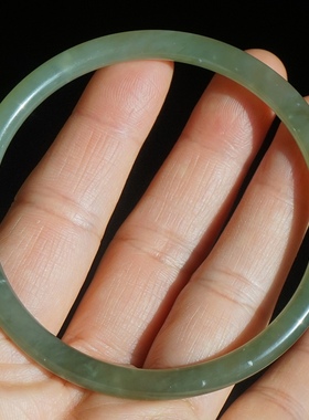 18#内径59mm天然和田玉手镯叮当手镯正品青白玉手镯细条圆条