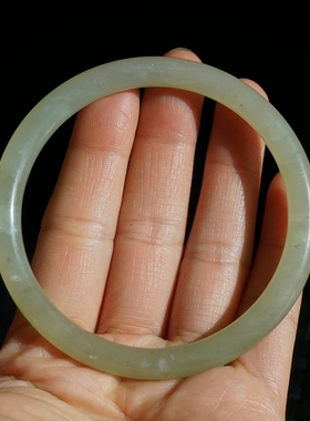 25#内径60mm正品天然和田玉手镯青白玉手镯细条圆条