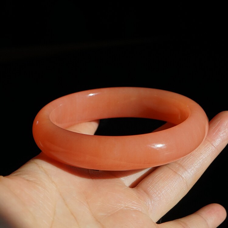 12#内径60圈新疆天然金丝玉手镯戈壁彩玉轮胎圈粉红色经典