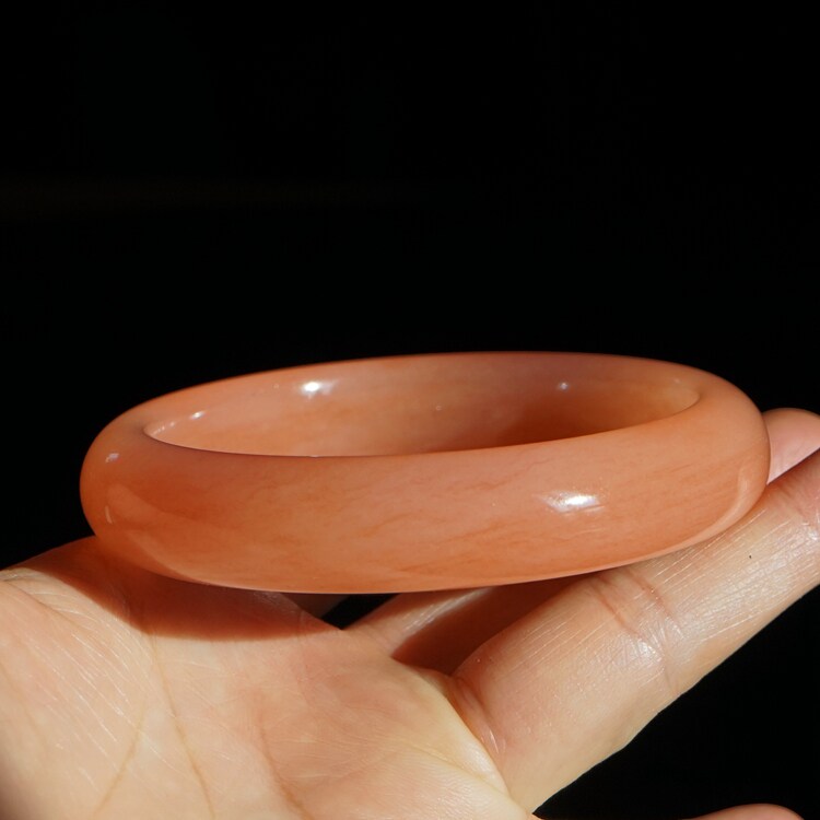 16#内径59圈新疆天然金丝玉手镯戈壁彩玉轮胎圈粉红色经典