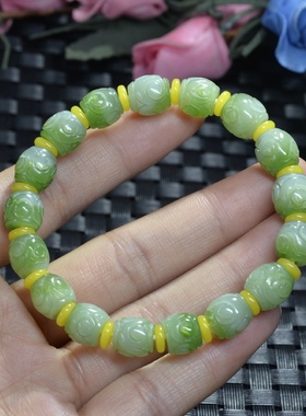 手链绿色镂空如意天然和田玉