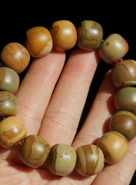 10#新疆哈密南湖彩泥手串天然戈壁泥石手链意境老型珠手钏彩色