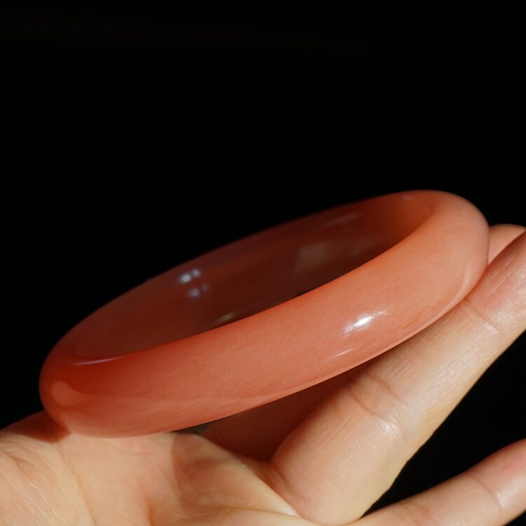 25#内径63圈新疆天然金丝玉手镯戈壁彩玉轮胎圈粉红色经典