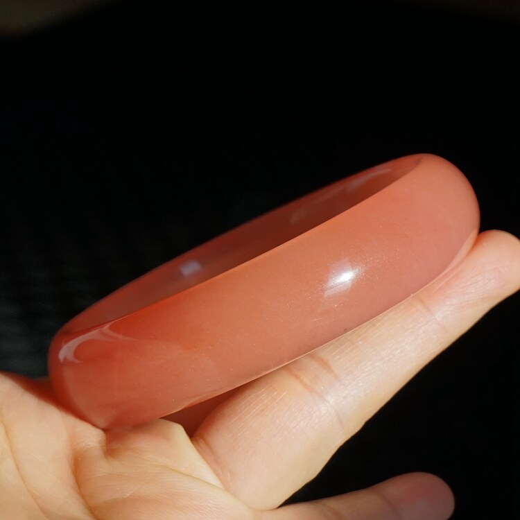 7#内径61圈新疆天然金丝玉手镯戈壁彩玉轮胎圈粉红色